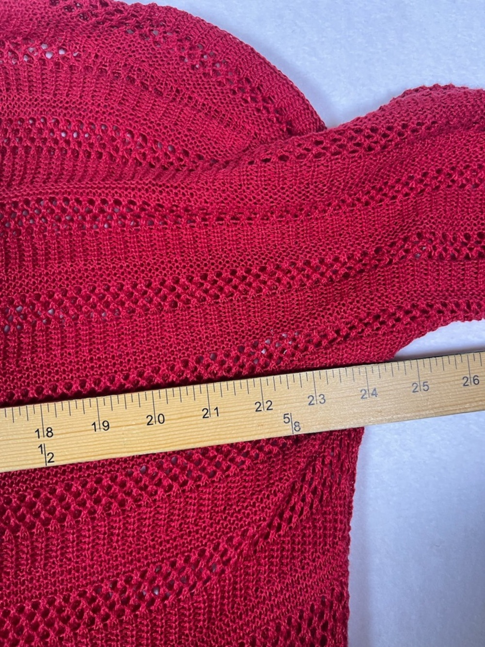 Lafayette 148 Linen Blouse Women's Large Red Open Knit - Picture 5 of 6